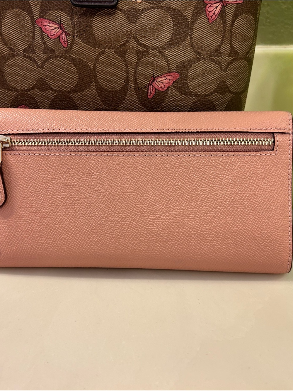 Coach Signature Print Tote with Butterfly Accents AND Coordinating Wallet! - Picture 12 of 16